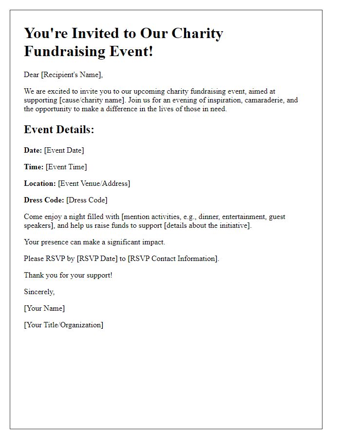 Letter template of invitation for charity fundraising event