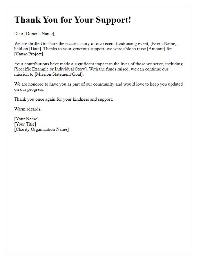 Letter template of success story from charity fundraising event