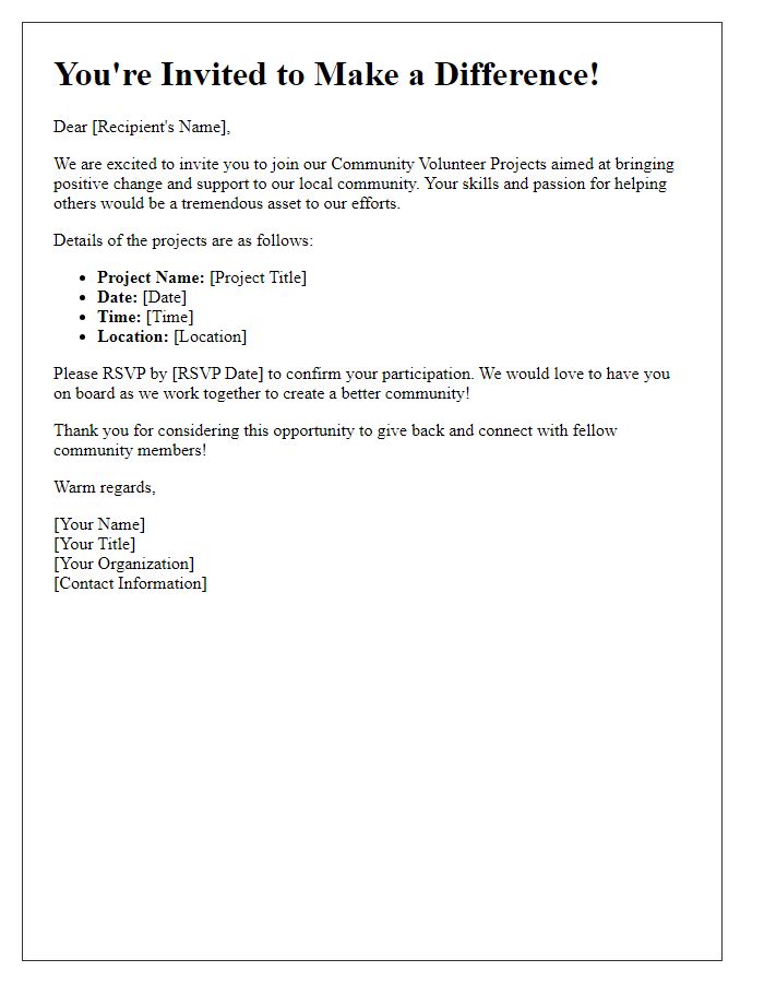 Letter template of Invitation to Join Community Volunteer Projects