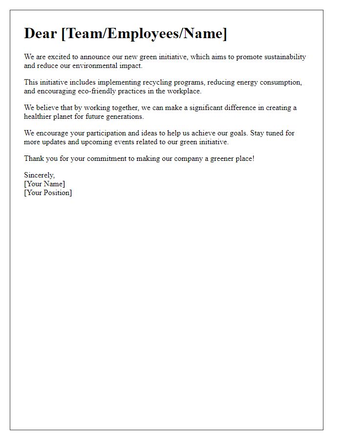 Letter template of announcing our new green initiative.