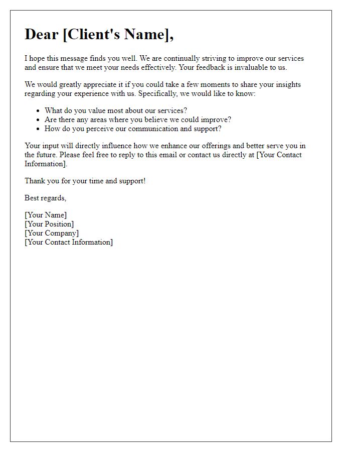 Letter template of gathering client insights