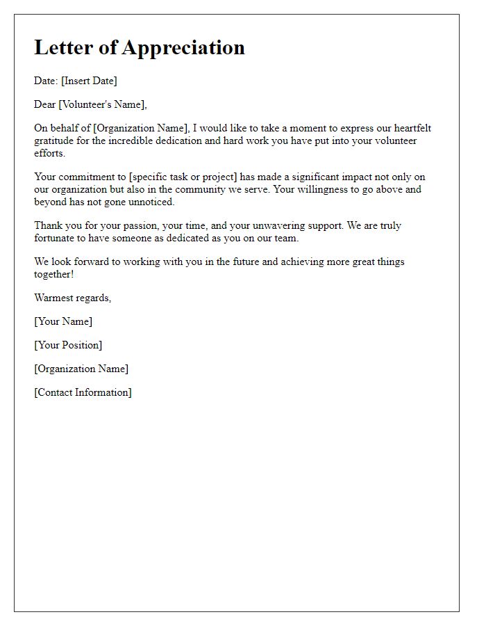 Letter template of appreciation for dedicated volunteers