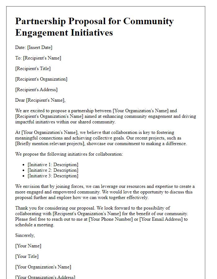 Letter template of partnership proposal for community engagement initiatives