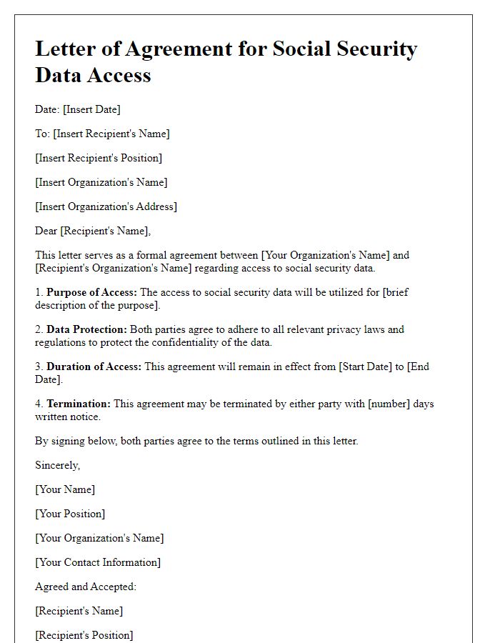 Letter template of agreement for social security data access