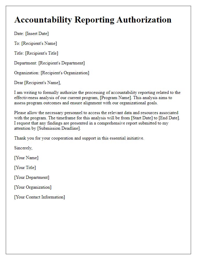 Letter template of Accountability Reporting Authorization for Program Effectiveness Analysis