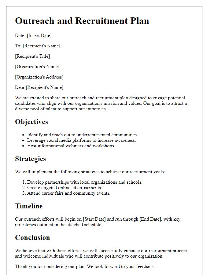 Letter template of outreach and recruitment plan