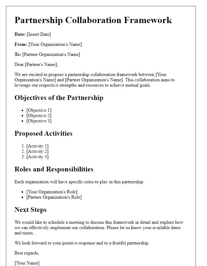 Letter template of partnership collaboration framework