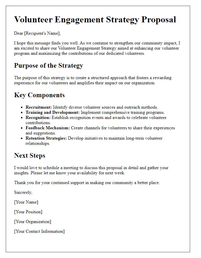 Letter template of volunteer engagement strategy