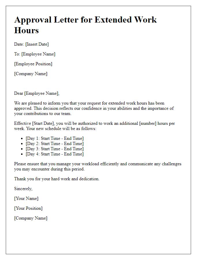 Letter template of approval for extended work hours