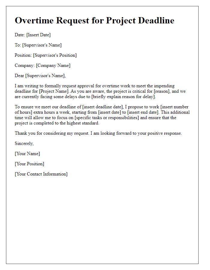 Letter template of overtime request for project deadline