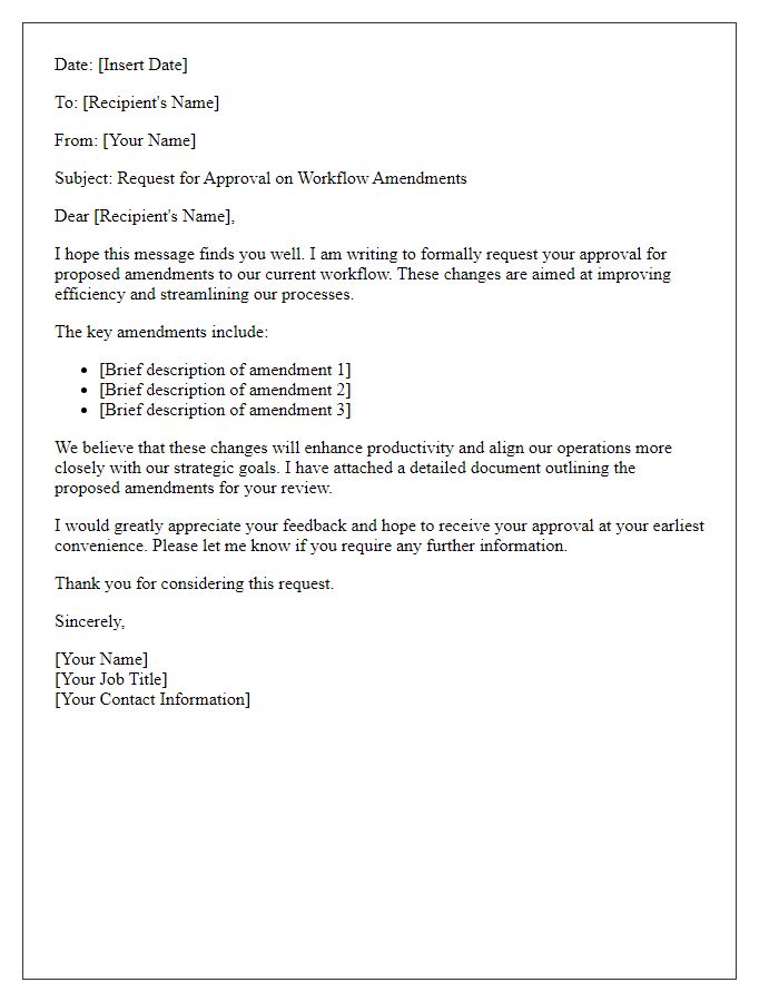 Letter template of Request for Approval on Workflow Amendments