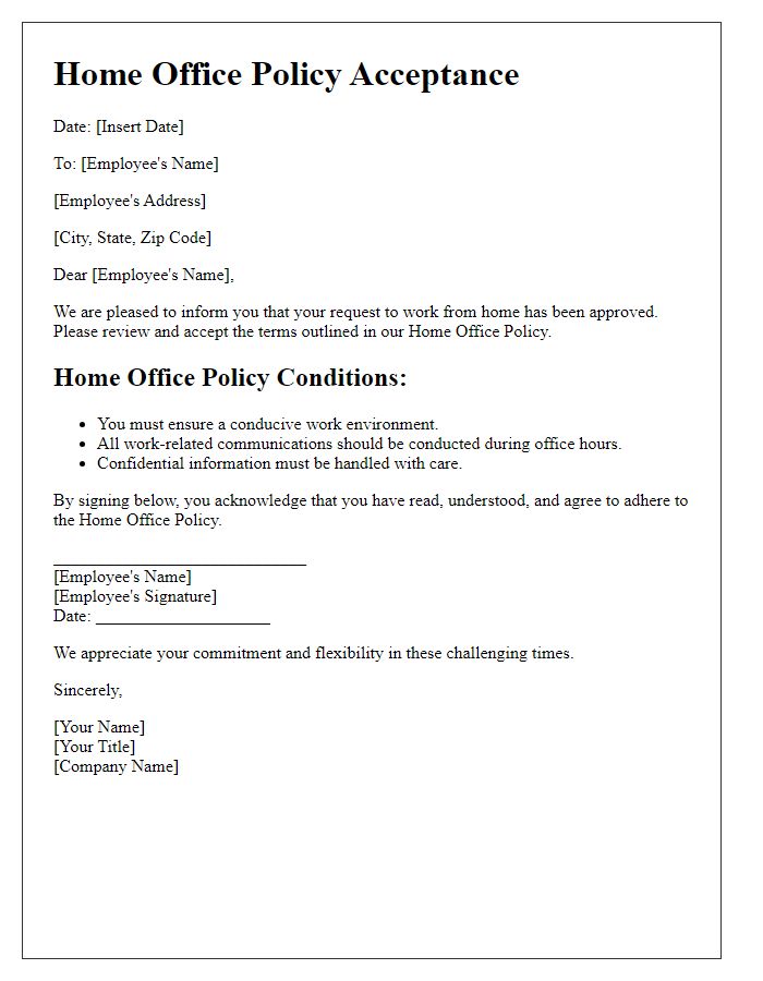 Letter template of home office policy acceptance