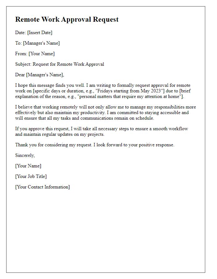 Letter template of remote work request approval