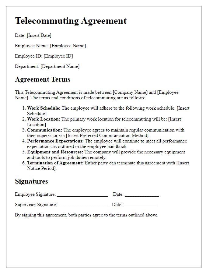 Letter template of telecommuting agreement