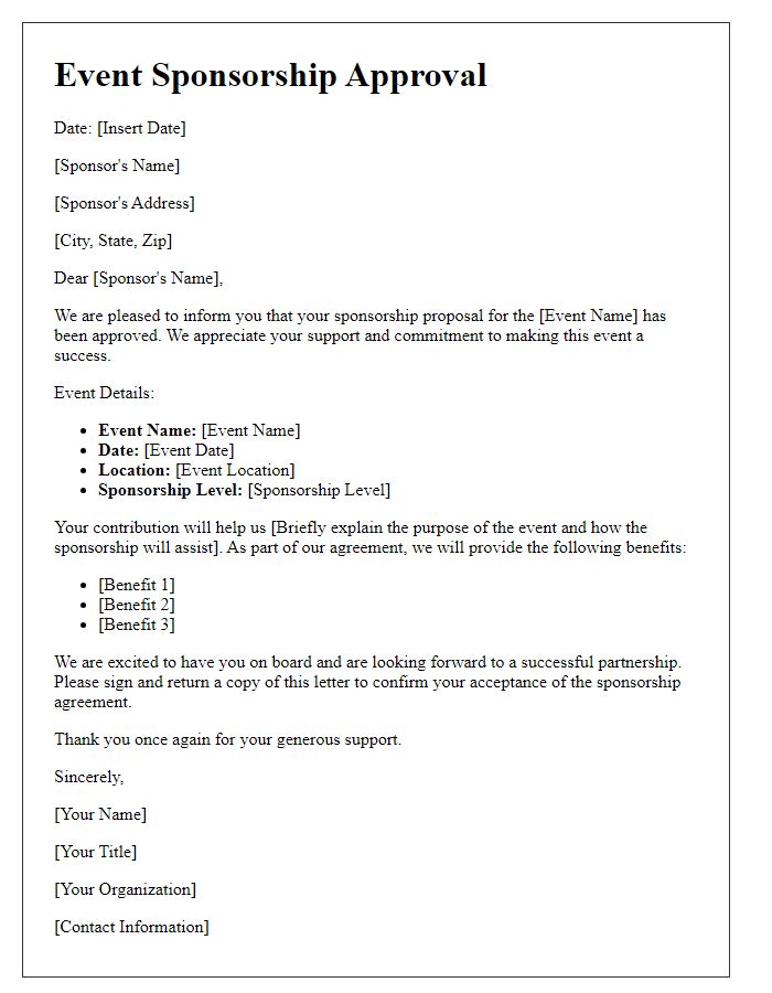 Letter template of Event Sponsorship Approval