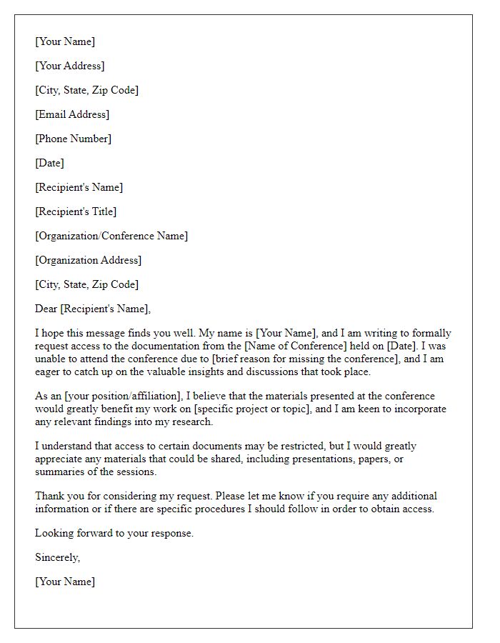 Letter template of appeal for access to conference documentation.