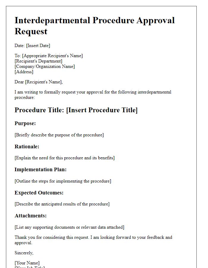 Letter template of interdepartmental procedure approval request