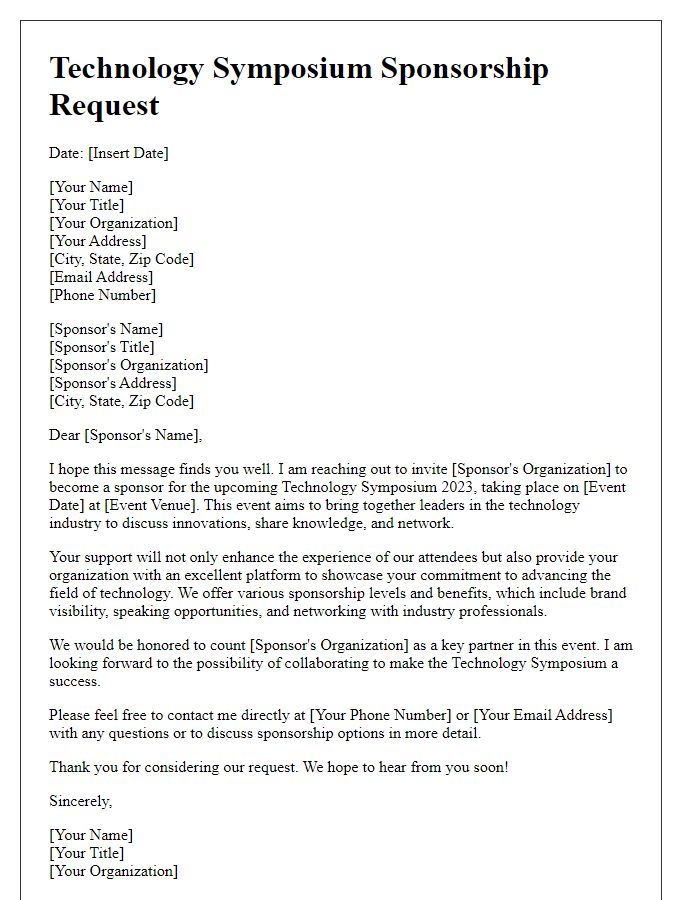 Letter template of technology symposium sponsorship request