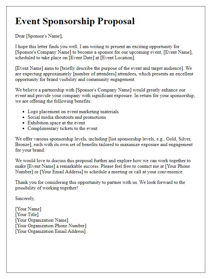 Letter template of proposal for event sponsorship opportunities