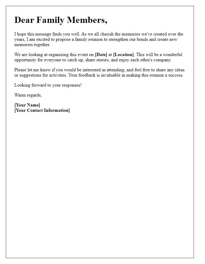 Letter template of outreach for family reunion backing