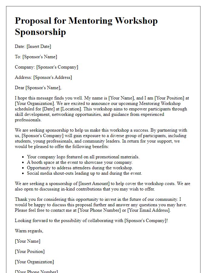 Letter template of proposal for mentoring workshop sponsorship