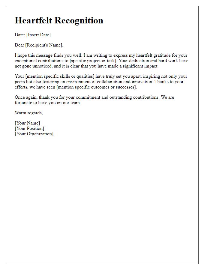 Letter template of heartfelt recognition for your contribution