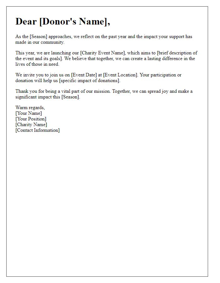 Letter template of seasonal charity outreach