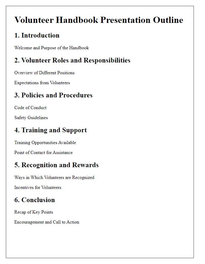 Letter template of volunteer handbook presentation outline