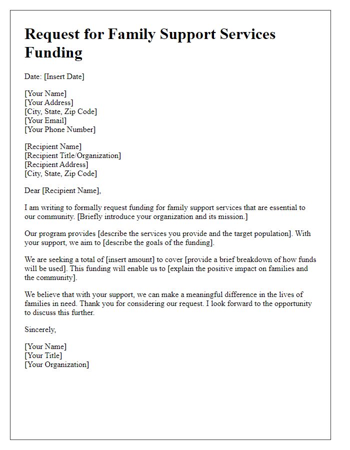 Letter template of request for family support services funding