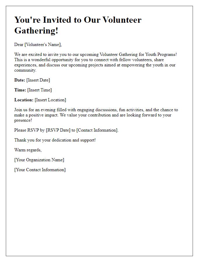 Letter template of Volunteer Gathering Invitation for Youth Programs