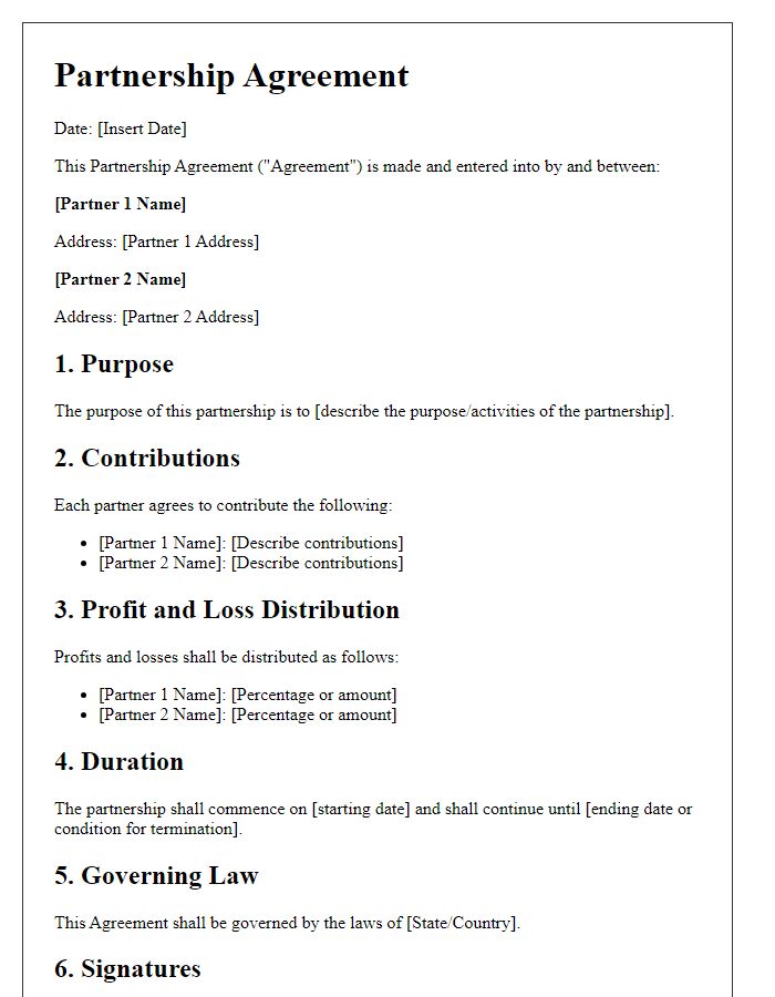 Letter template of partnership agreement terms