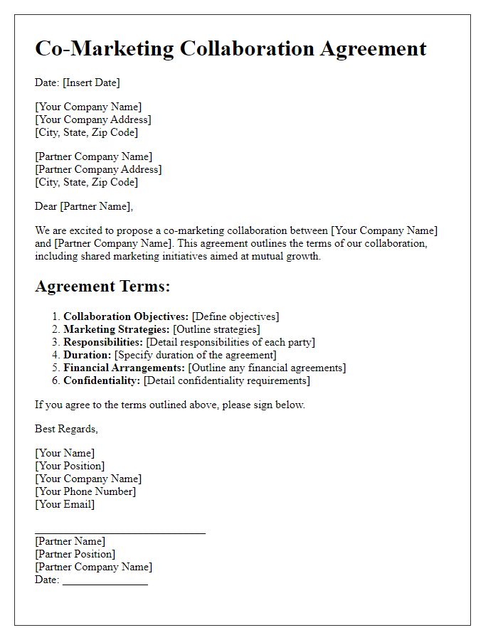 Letter template of co-marketing collaboration agreement