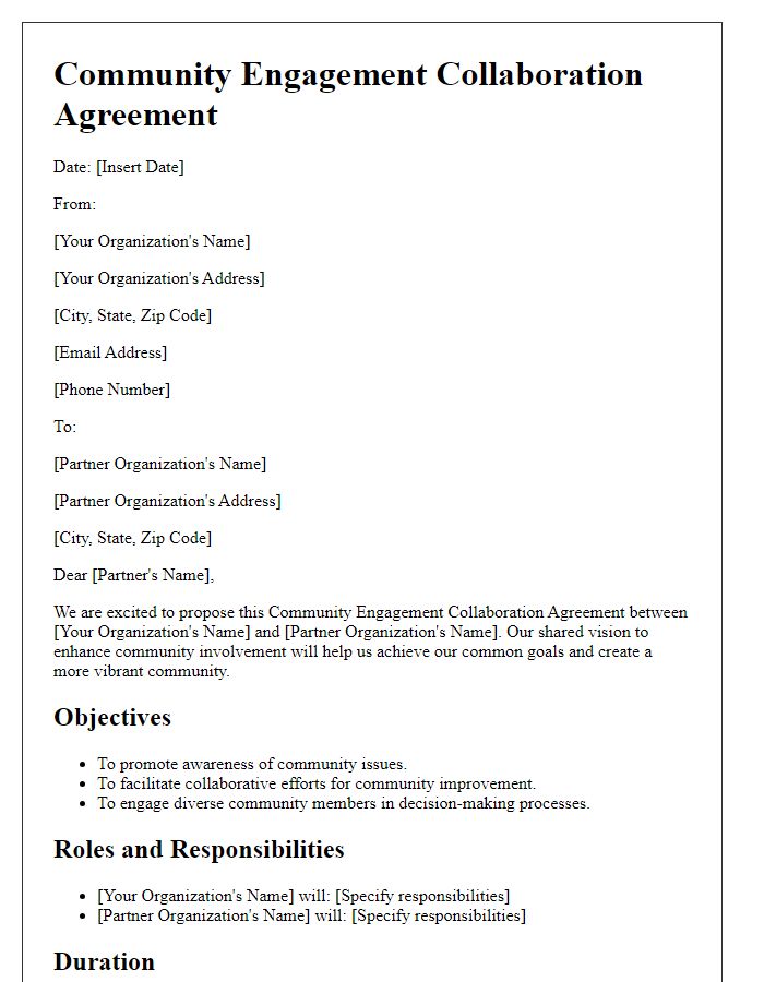 Letter template of community engagement collaboration agreement