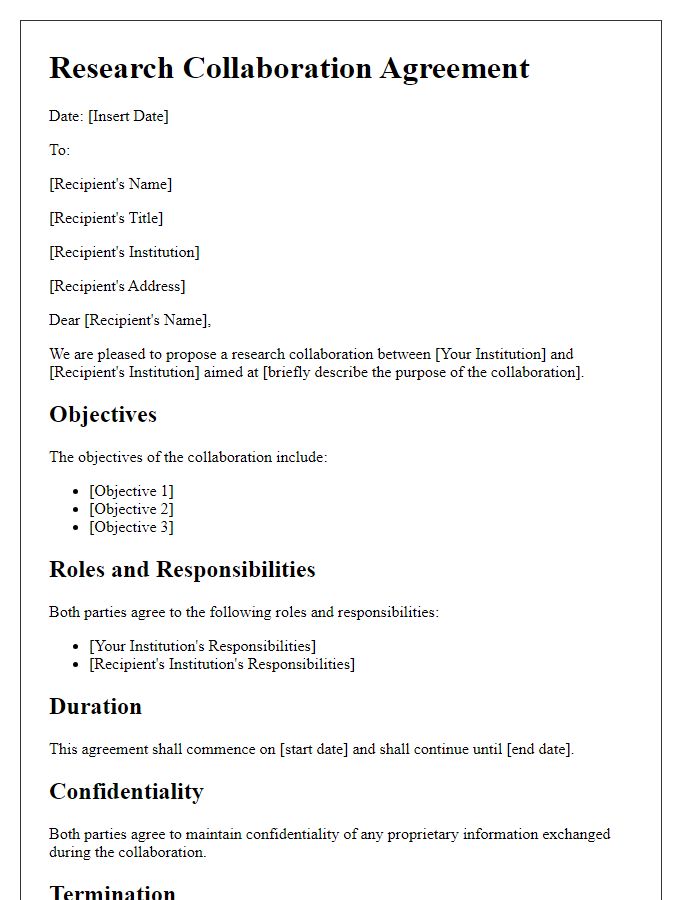 Letter template of research collaboration agreement