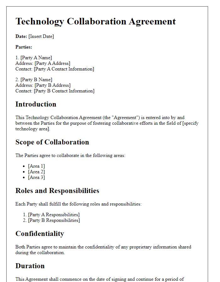 Letter template of technology collaboration agreement