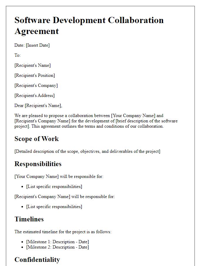 Letter template of software development collaboration agreement