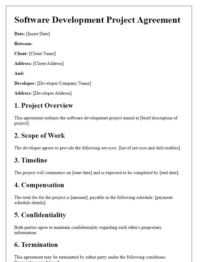 Letter template of software development project agreement