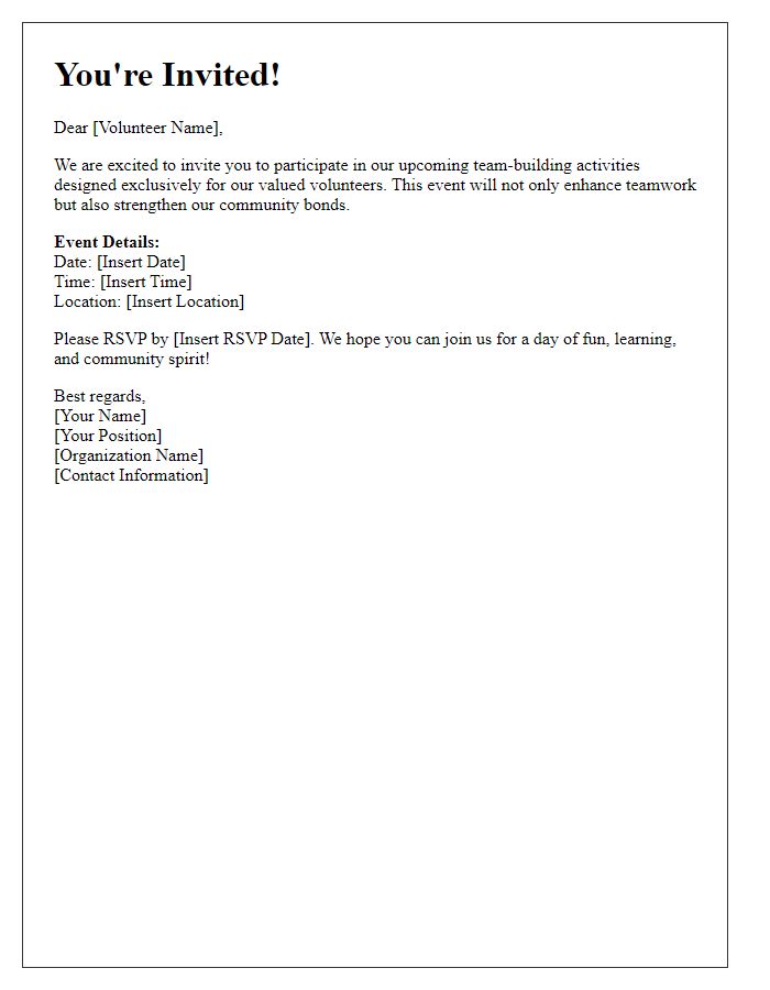 Letter template of invitation to volunteer team-building activities