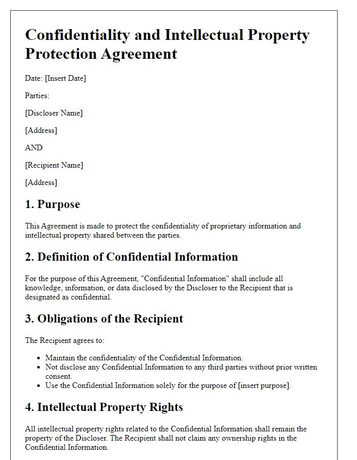 Letter template of Confidentiality and Intellectual Property Protection Agreement