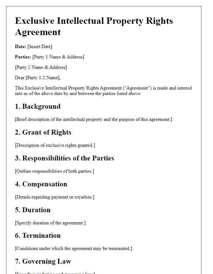 Letter template of Exclusive Intellectual Property Rights Agreement