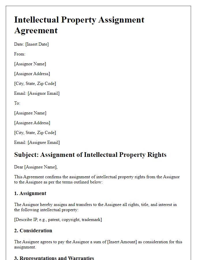 Letter template of Intellectual Property Assignment Agreement