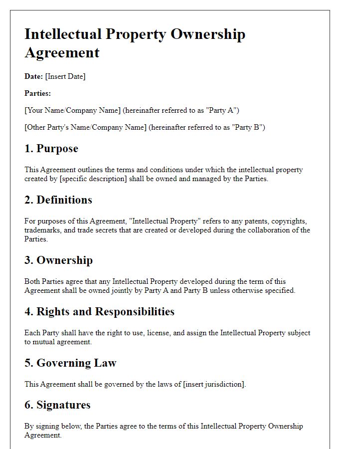 Letter template of Intellectual Property Ownership Agreement