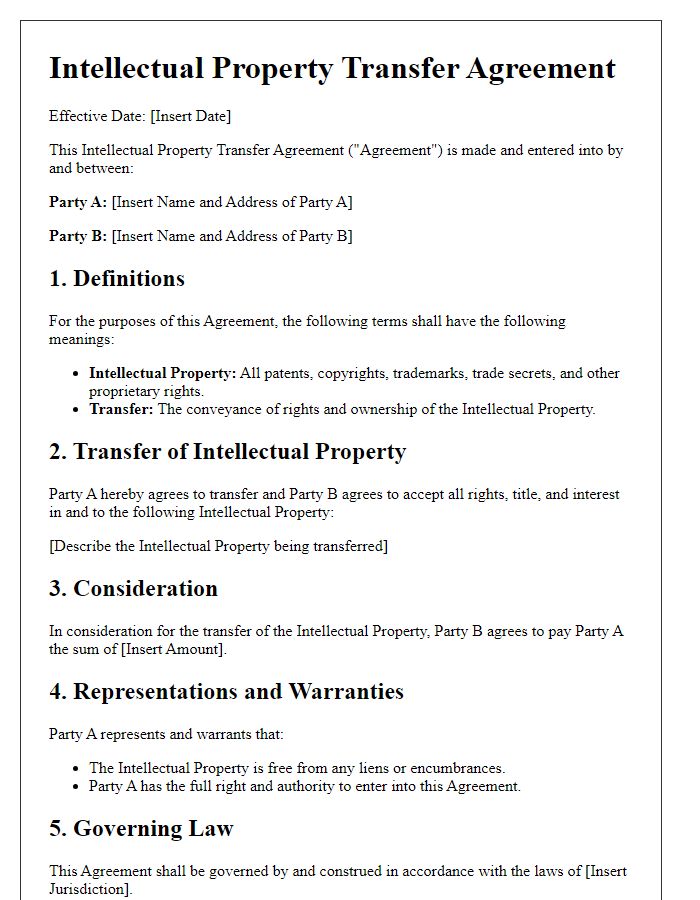 Letter template of Intellectual Property Transfer Agreement