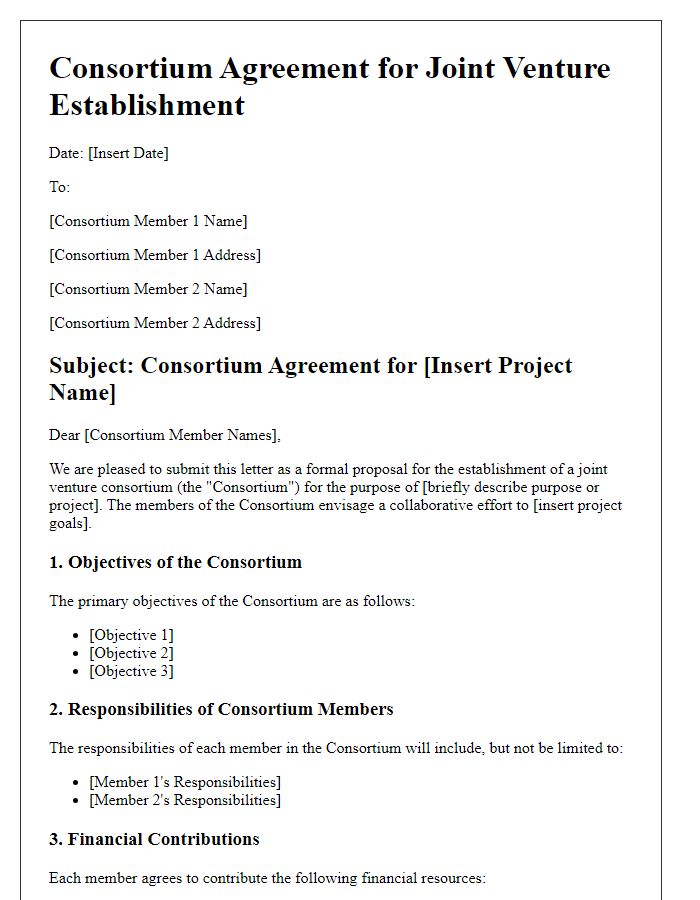 Letter template of consortium agreement for joint venture establishment