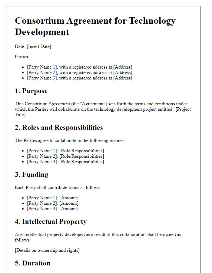 Letter template of consortium agreement for technology development