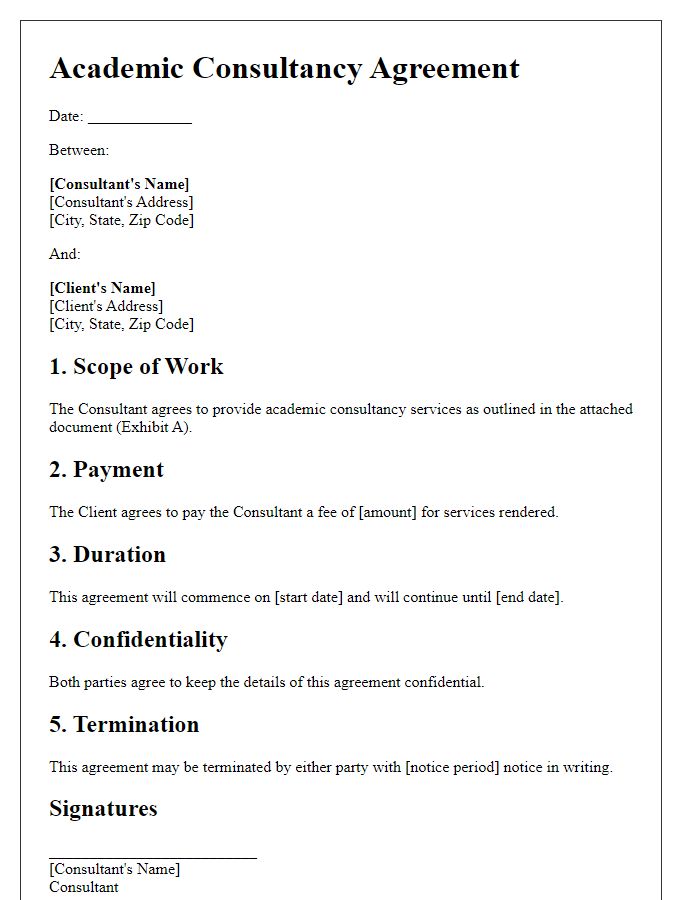 Letter template of academic consultancy agreement