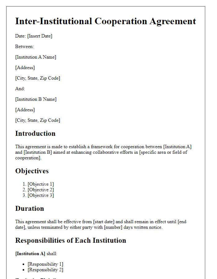 Letter template of inter-institutional cooperation agreement