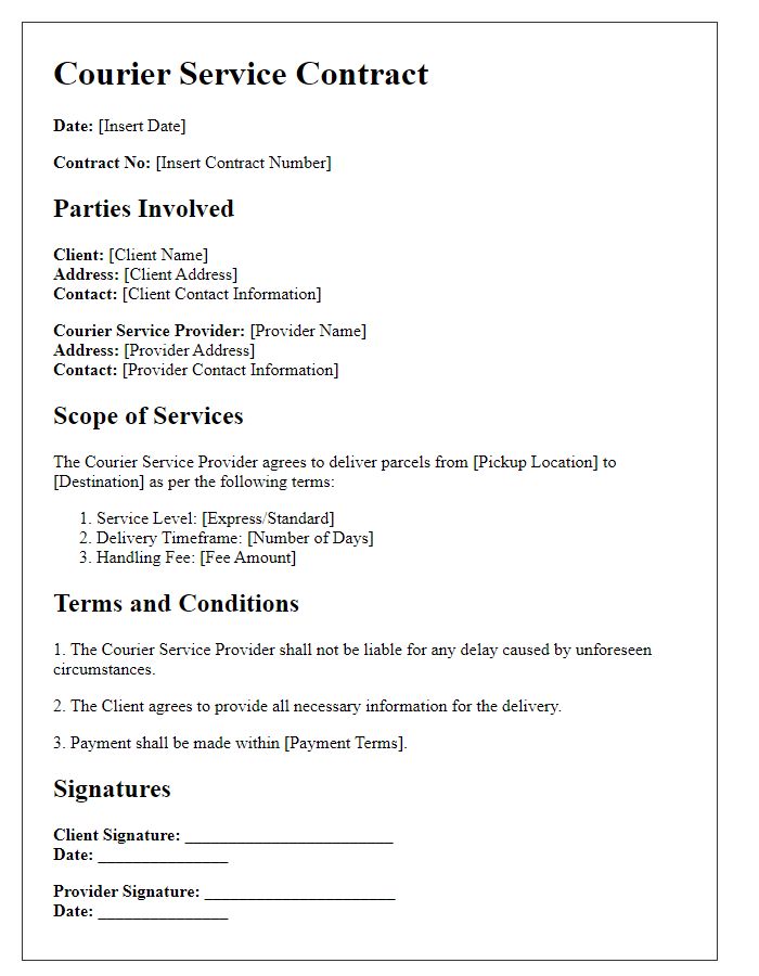 Letter template of courier service contract