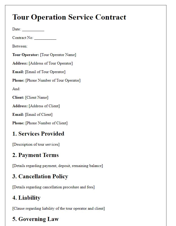 Letter template of tour operation service contract