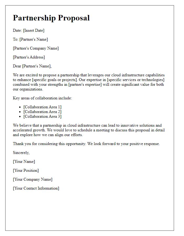 Letter template of cloud infrastructure partnership